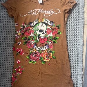 Vintage Ed Hardy Tan Graphic Tee